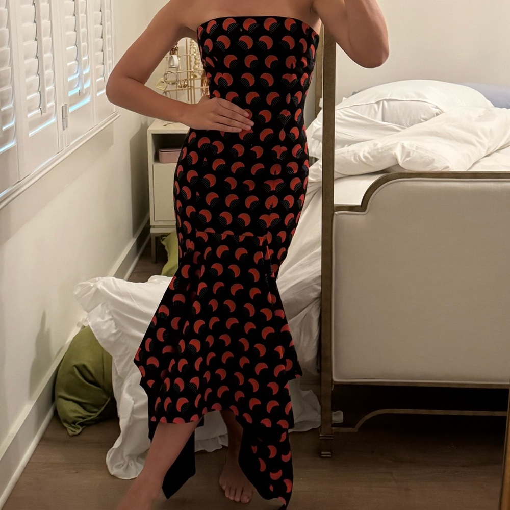 Solace London Strapless Black and Red Dress
